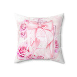 Square Pillow - Pink Blush & Roses Perfume Bottle - Blessed