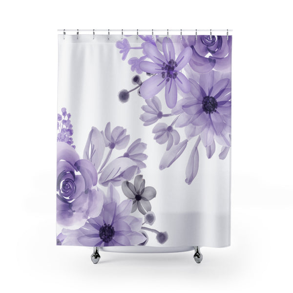 Shower Curtains-Purple Floral Watercolor