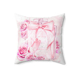 Square Pillow - Pink Blush & Roses Perfume Bottle - Blessed