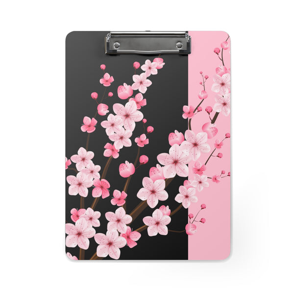Clipboard-Pink Floral Blossoms-Pink & Black