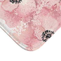 Bath Mat-Rose Gold-Pink Floral-Paint Splatter