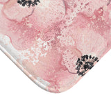 Bath Mat-Rose Gold-Pink Floral-Paint Splatter