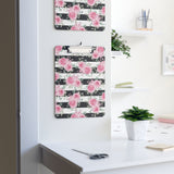 Clipboard-Pretty Pink Floral Roses-Black Stripes