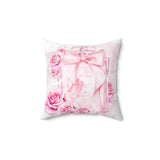 Square Pillow - Pink Blush & Roses Perfume Bottle - Blessed