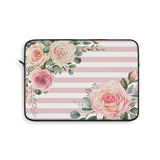 Laptop Sleeve-Pink Cream Floral Dream-Stripes