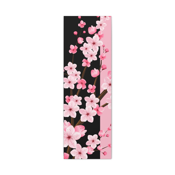 Canvas Art 12"x36"in-Pink Floral Blossoms-Black & Pink