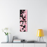 Canvas Art 12"x36"in-Pink Floral Blossoms-Black & Pink