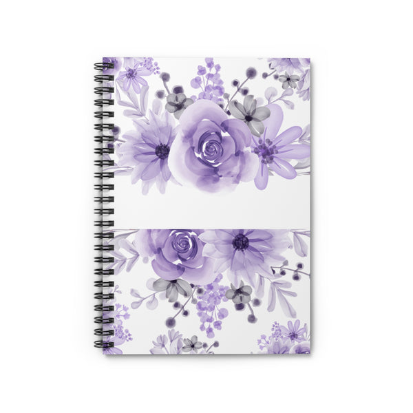 Small Spiral Notebook, 6x8in-Purple Lavender Floral Watercolor