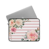 Laptop Sleeve-Pink Cream Floral Dream-Stripes