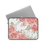 Laptop Sleeve-Luscious Pink Floral-Gold Trim