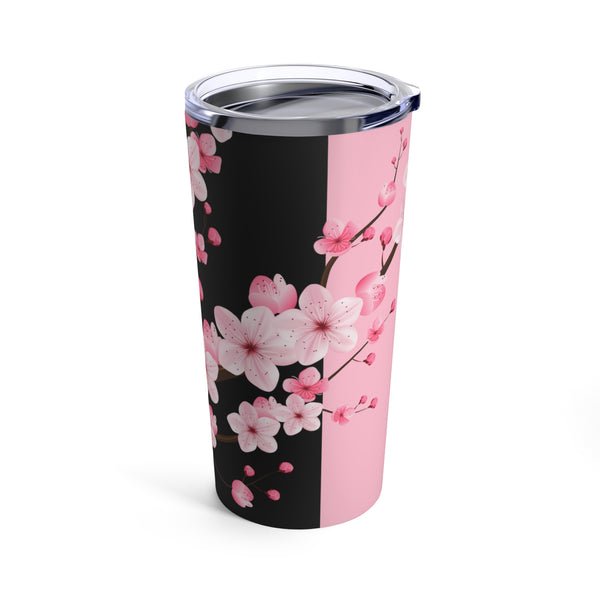 Tumbler 20oz-Pink Floral Blossoms-Pink & Black