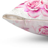 Square Pillow - Pink Blush & Roses Perfume Bottle - Blessed