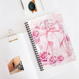 Spiral Notebook (Small) - Pink Blush & Roses Perfume Bottle - Blessed