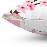 Square Pillow-Pink Floral Blossoms-White & Pink