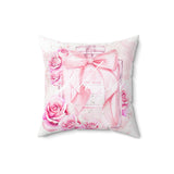Square Pillow - Pink Blush & Roses Perfume Bottle - Blessed