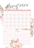 2024  Printable Planner/Calendar-Lush Pink Floral