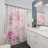 Shower Curtains - Pink Blush & Roses Perfume Bottle - Blessed