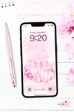 Phone Wallpaper - Love Conquers All – Candy Striped Pink Heart & Roses
