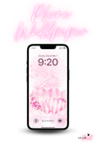Phone Wallpaper - Love Conquers All – Candy Striped Pink Heart & Roses