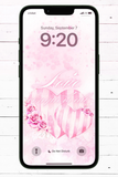 Phone Wallpaper - Love Conquers All – Candy Striped Pink Heart & Roses