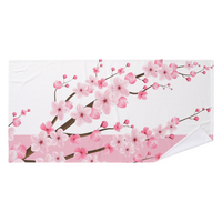 Towel Set-Pink Floral Blossoms-Pink & White