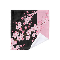 Towel Set-Pink Floral Blossoms-Black & Pink