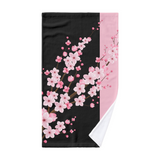 Towel Set-Pink Floral Blossoms-Black & Pink