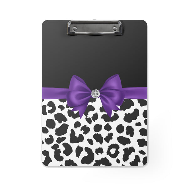 Clipboard-Glam Purple Bow-Snow Leopard-Black