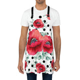 Apron-Rouge Red Floral-Black Polka Dots-White