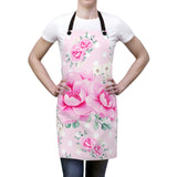 Apron-Magenta Pink Floral-White Polka Dots-Pink