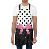 Apron-Glam Pink Bow-Black Polka Dots-Black Glitter