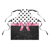 Apron-Glam Pink Bow-Black Polka Dots-Black Glitter