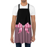 Apron-Glam Pink Bow-Pink Black Pinstripes-Black