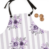 Apron-Stormy Purple-Floral Pinstripes