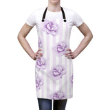 Apron-Purple Lilac-Floral Pinstripes