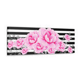Canvas Art Panel-Floral Bash-Pink-Pinstripe-36"x12"