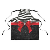 Apron-Glam Red Bow-Zebra-Black Glitter