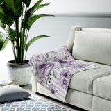Velveteen Plush Blanket-Soft Purple Floral-Purple Pinstripes-White