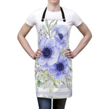 Apron-Soft Blue Floral-Soft Blue Horizontal Stripes-White