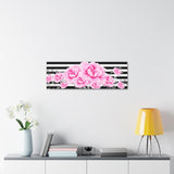 Canvas Art Panel-Floral Bash-Pink-Pinstripe-36"x12"