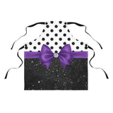 Apron-Glam Purple Bow-Black Polka Dots-Black Glitter