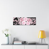 Canvas Art Panel-Floral Bash-Soft Pink-Black-36"x12"