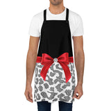 Apron-Glam Red Bow-Grey Leopard-Black
