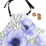 Apron-Soft Blue Floral-Blue Stencil-White