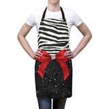 Apron-Glam Red Bow-Zebra-Black Glitter