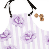 Apron-Purple Lilac-Floral Pinstripes