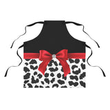 Apron-Glam Red Bow-Snow Leopard-Black