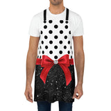 Apron-Glam Red Bow-Black Polka Dots-Black Glitter
