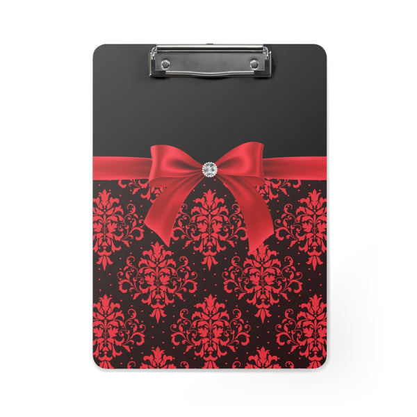 Clipboard-Glam Red Bow-Red Lace-Black