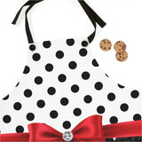 Apron-Glam Red Bow-Black Polka Dots-Black Glitter